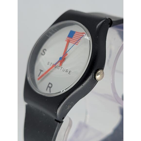 Structure Black Quartz Watch with American Flag Design - Picture 6 of 8
